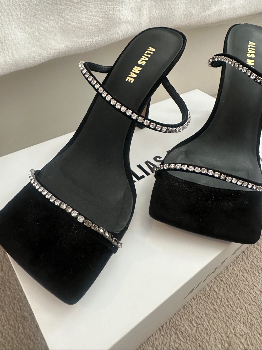 Alias Mae Black Crystal-Embellished Heeled Sandal - Picture 5 of 7